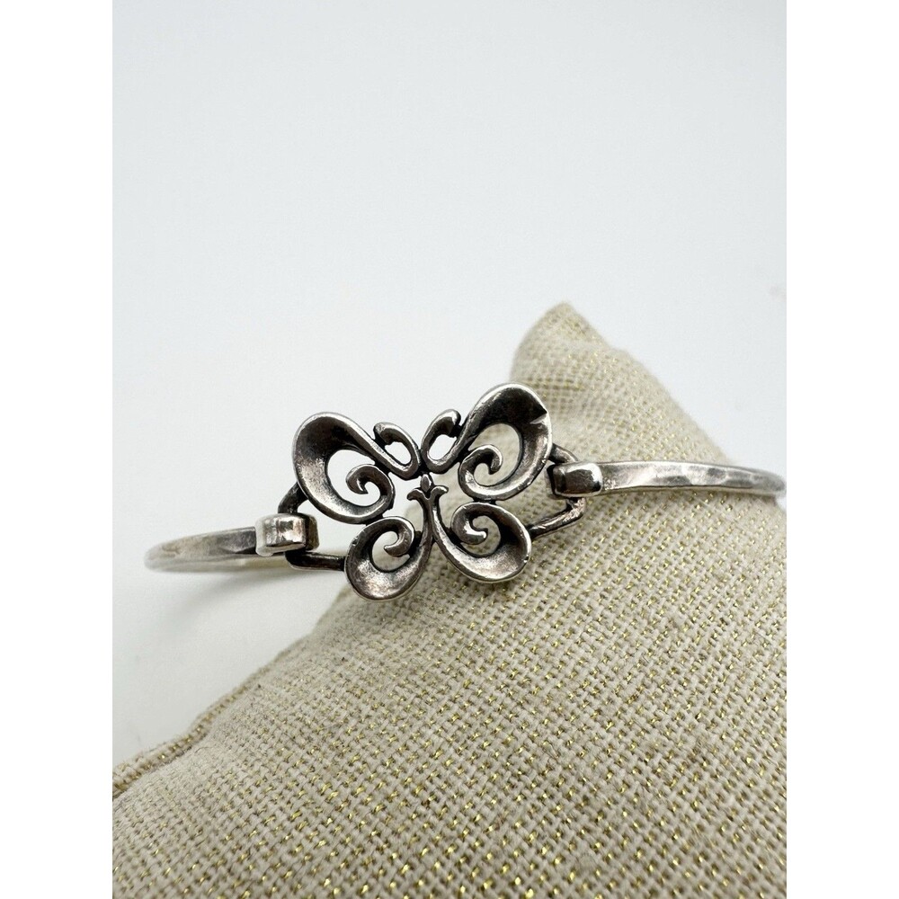 Retired James Avery Sterling Silver Butterfly Hook-On Bangle Bracelet 6.7”